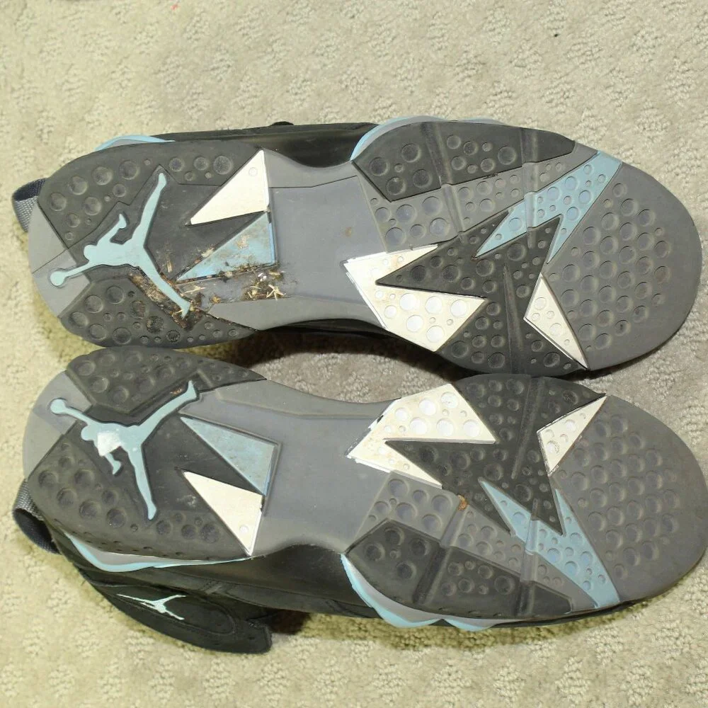 Size 9 - Air Jordan 7 Retro 2023 Chambray Black Blue Nubuck High Top Sneakers